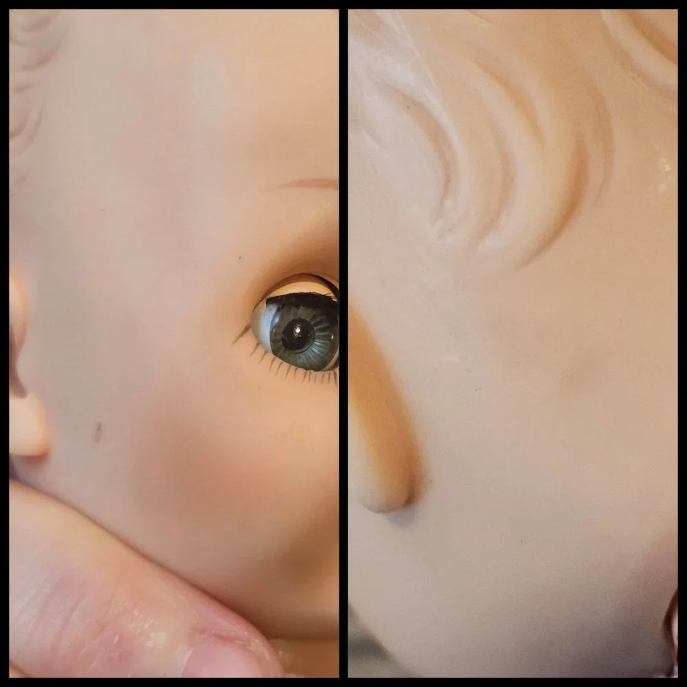 VTG 60s Horsman Baby Doll Molded Hair Drink Wet 12‎ Inch Green Sleepy Eyes